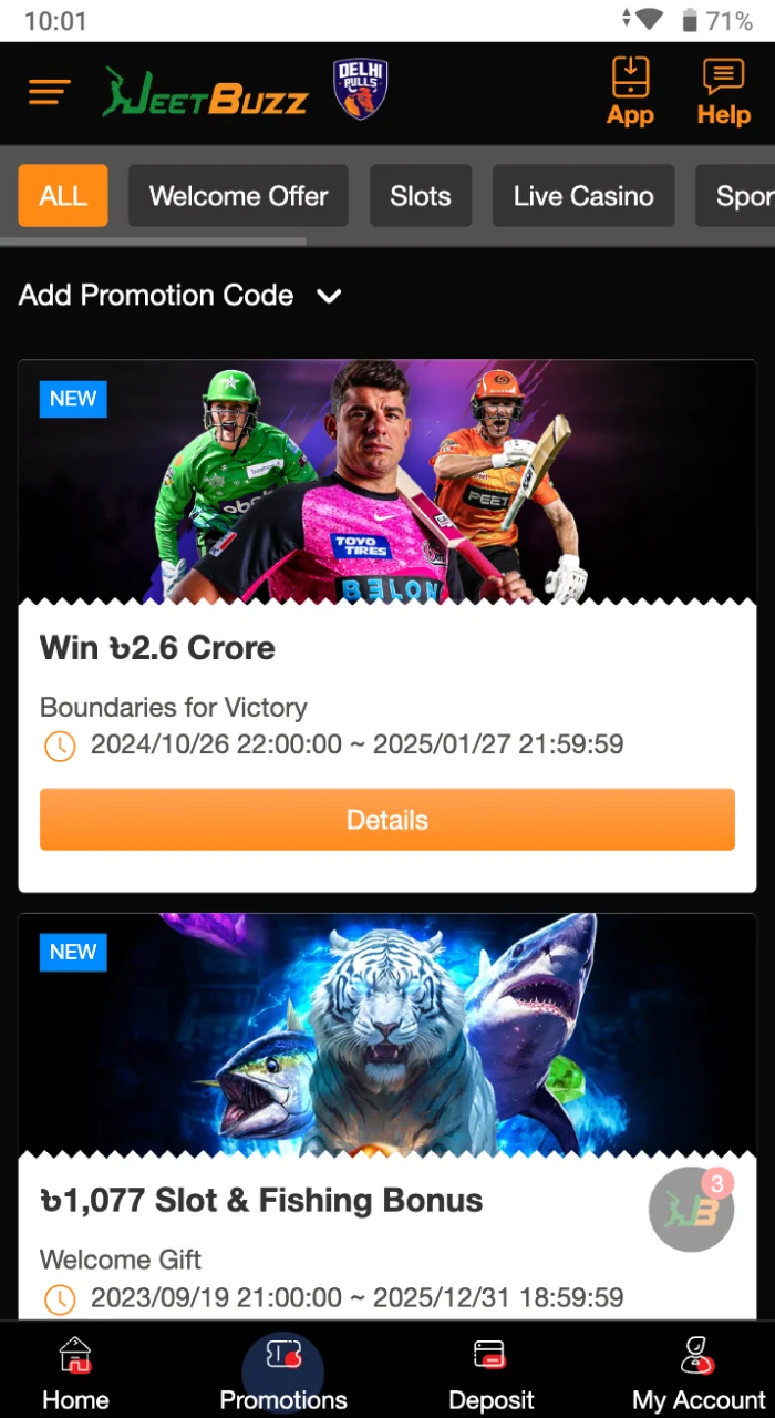 Get your bonuses quickly at JeetBuzz online casino.