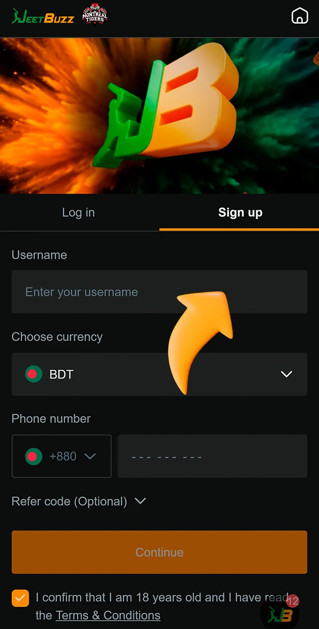 Choose your username on the JeetBuzz site now.
